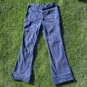 Vintage 70s Male Slacks Jeans Dark Wash Denim Bell Bottoms 31 x‎ 29.5 USA